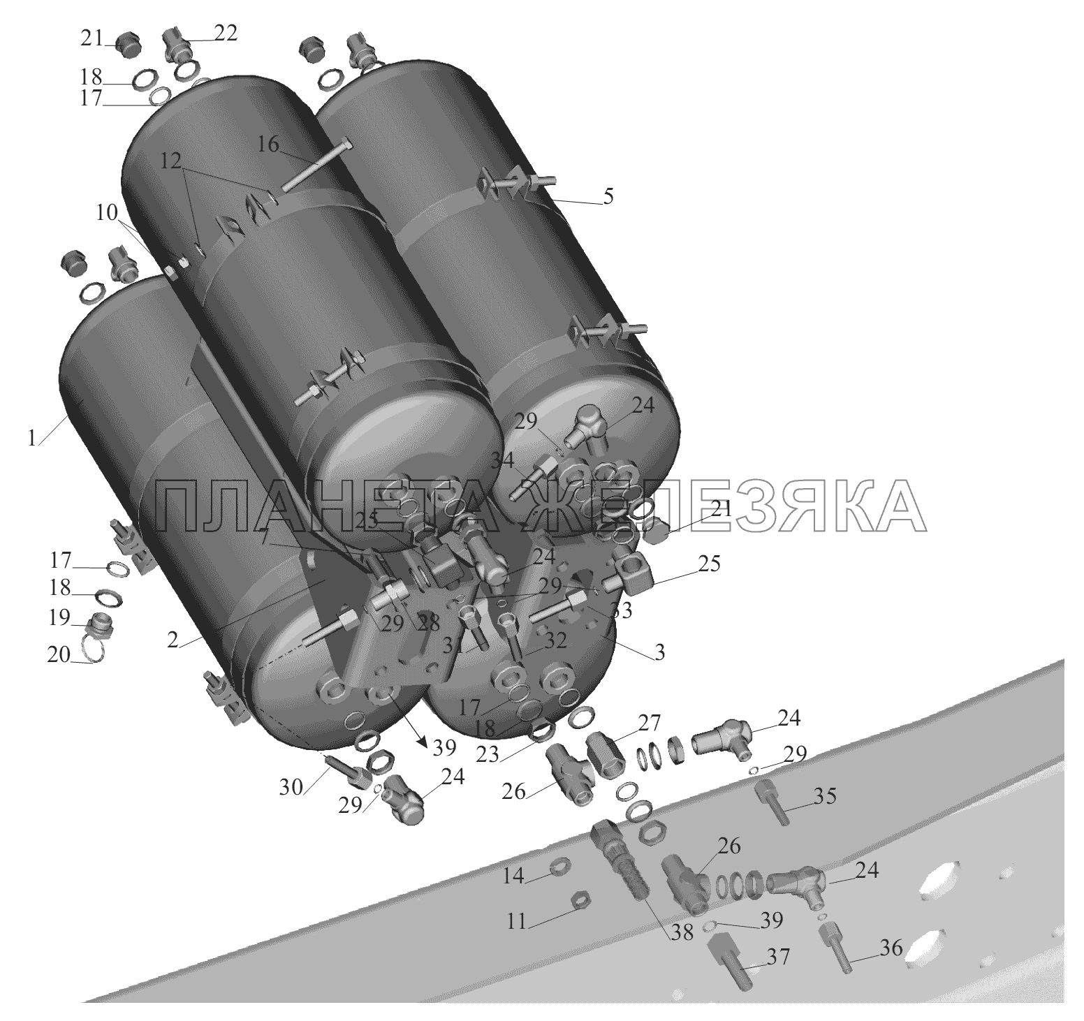 Крепление ресиверов 643020-3513005-010 МАЗ-6430A8 (5440A8, 5440A5)