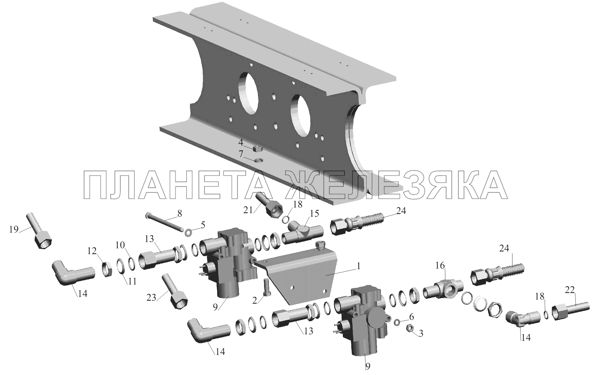 Установка задних модуляторов 6430A8-3538004 МАЗ-6430A8 (5440A8, 5440A5)