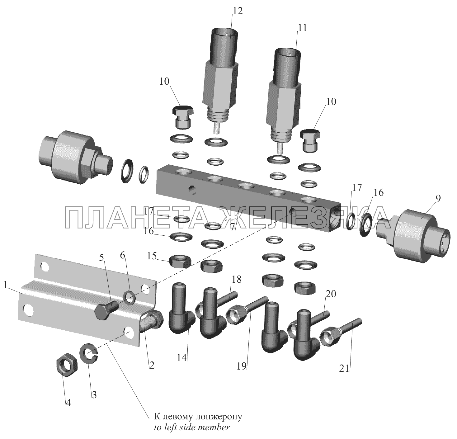 Установка датчиков МАЗ-6430A8 (5440A8, 5440A5)