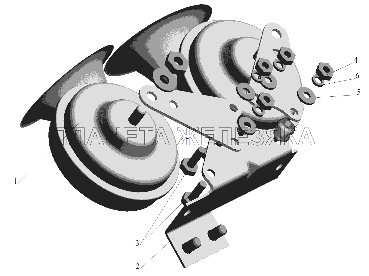 Установка звуковых сигналов 544008-3700024 МАЗ-6430A8 (5440A8, 5440A5)