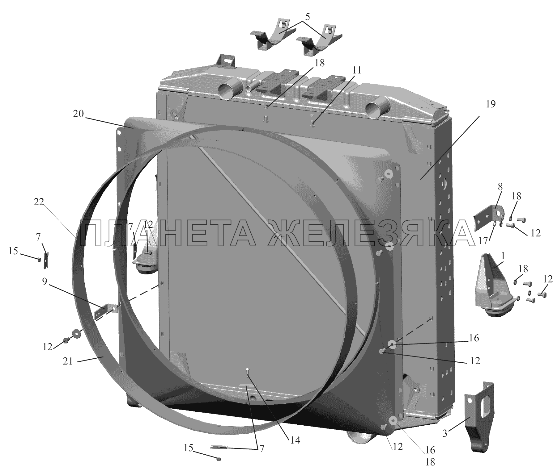 Радиатор с кожухом 6501A5-1301009, (-700) МАЗ-6430A8 (5440A8, 5440A5)