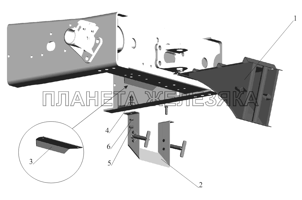 Установка противооткатного упора 64221-3900037 МАЗ-6430A8 (5440A8, 5440A5)