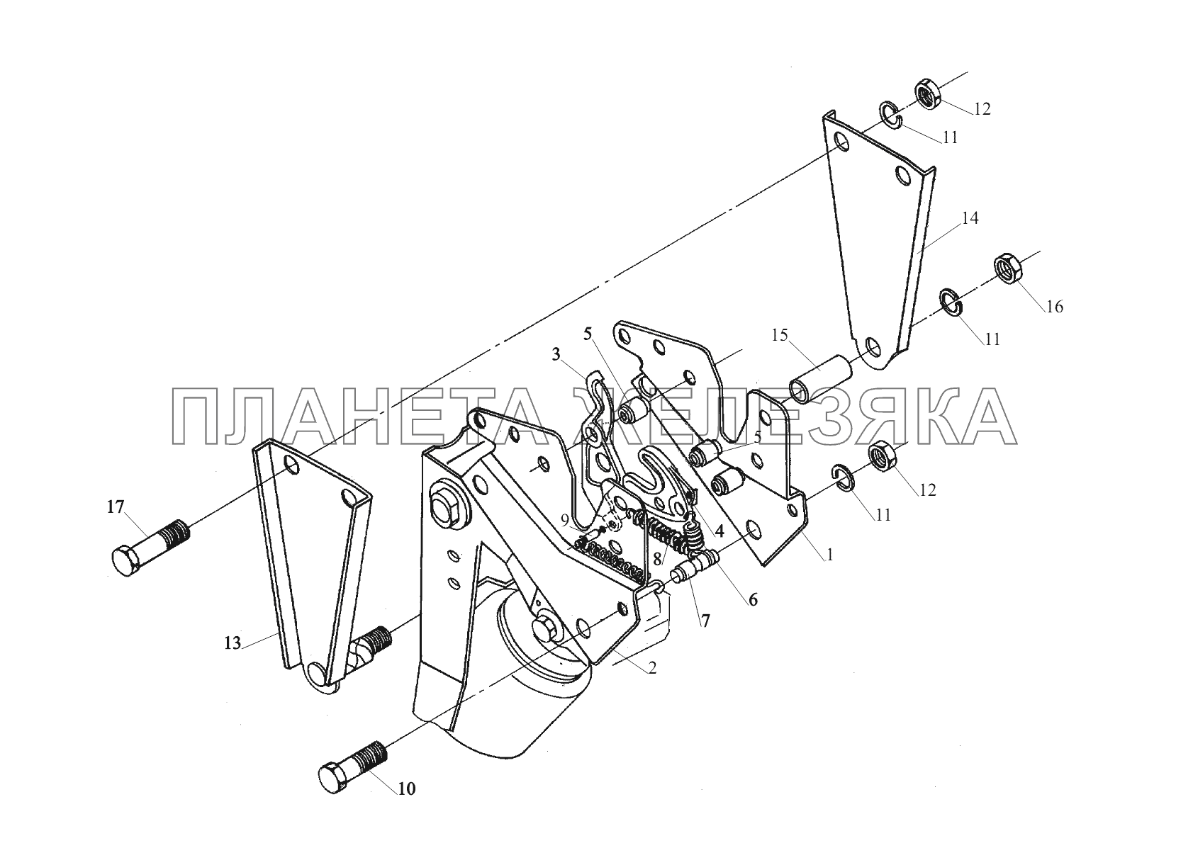 Запорный механизм кабины 6430-5001550 МАЗ-6430A8 (5440A8, 5440A5)