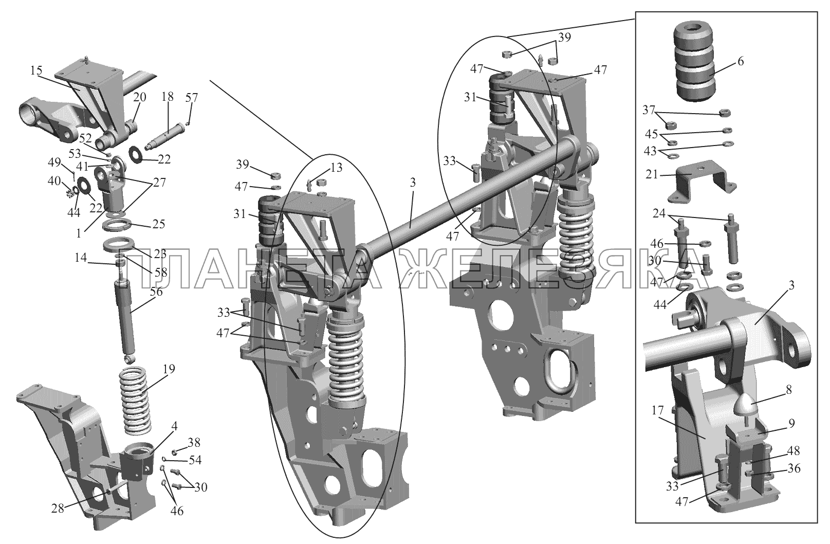 Переднее подрессоривание кабины 6430-5001700-10 МАЗ-6430A8 (5440A8, 5440A5)