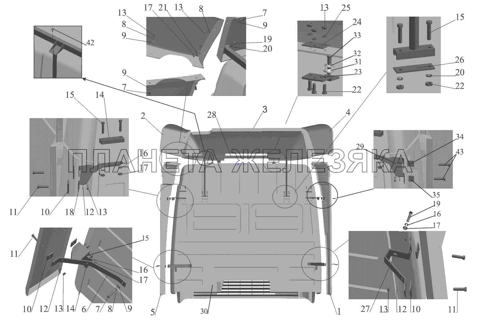 Установка обтекателя и закрылков МАЗ-6430A8 (5440A8, 5440A5)