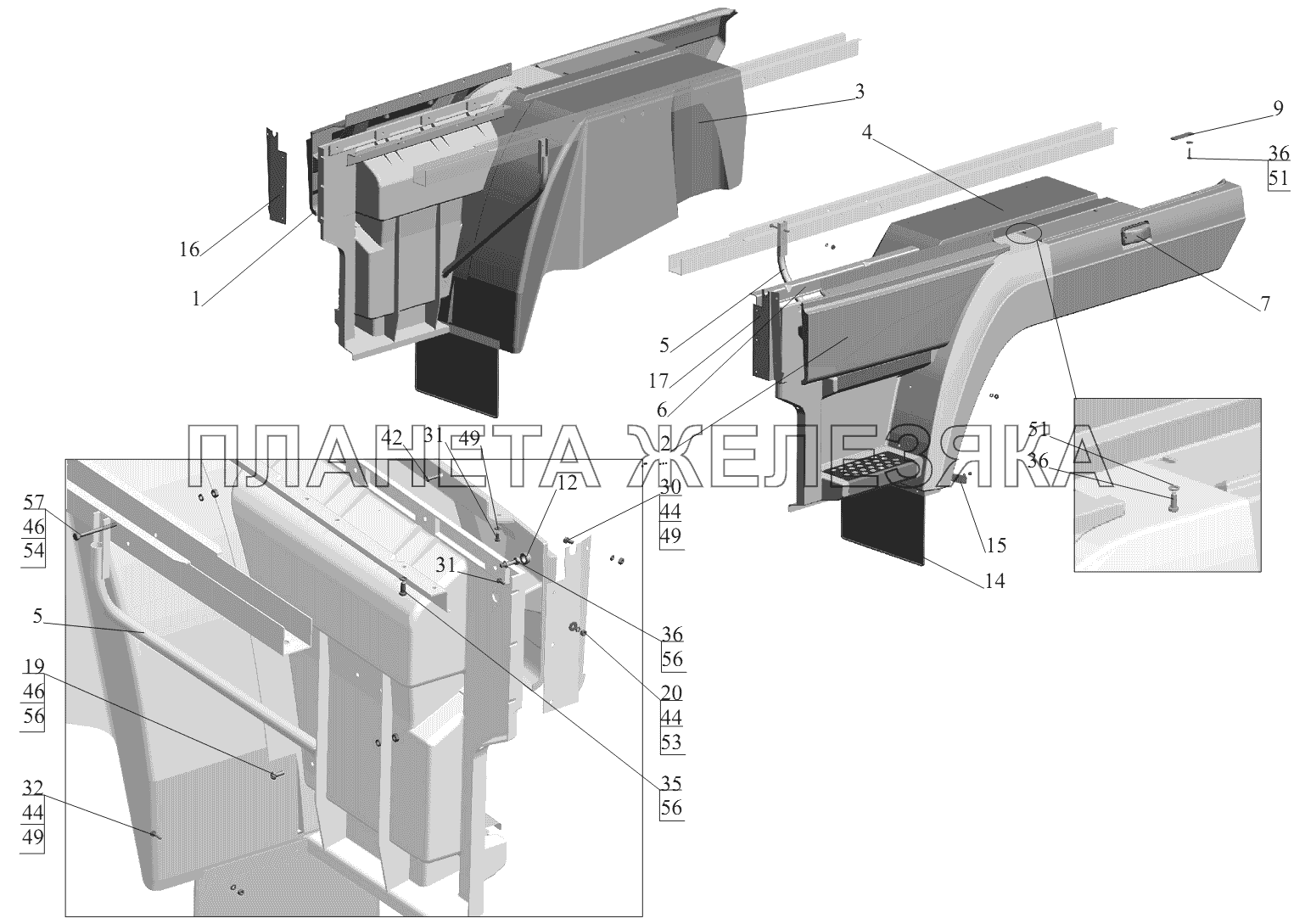 Установка оперения МАЗ-6430A8 (5440A8, 5440A5)