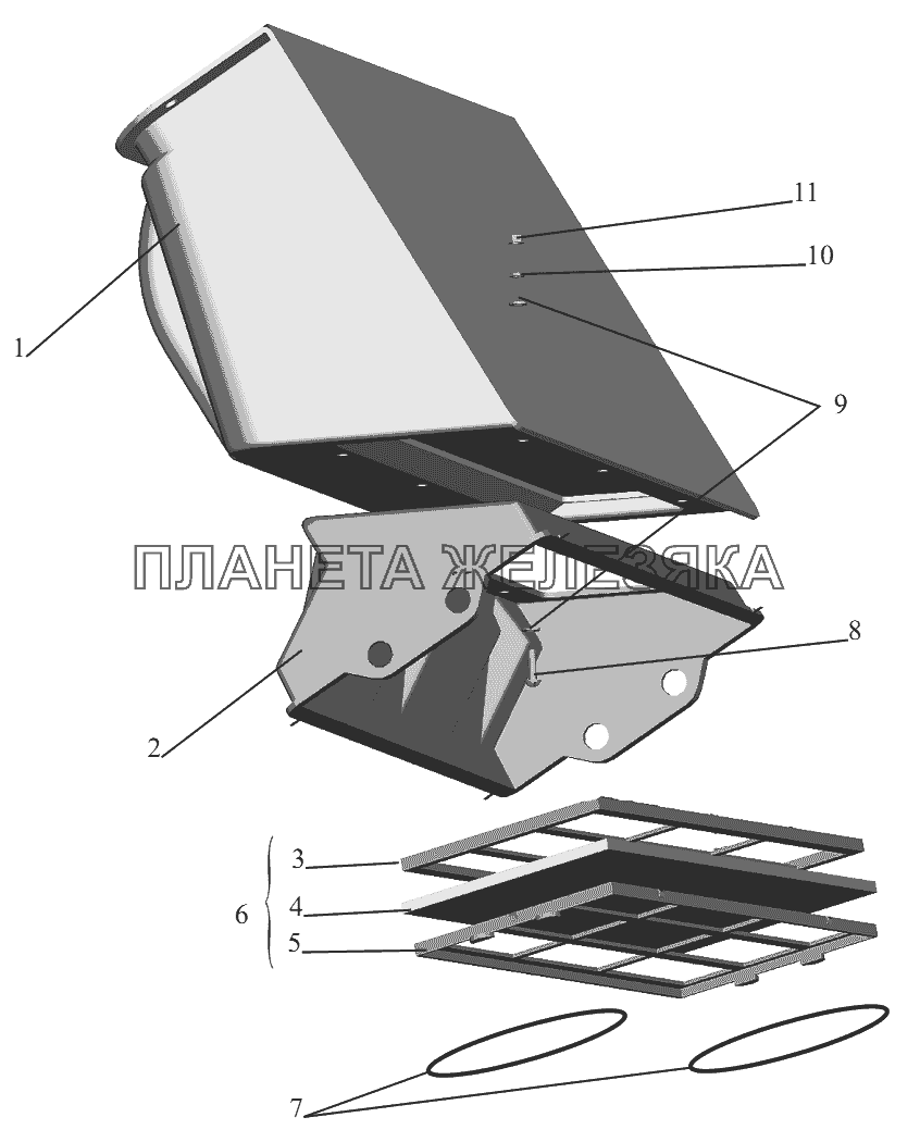 Установка фильтра 6430-8100022 МАЗ-6430A8 (5440A8, 5440A5)