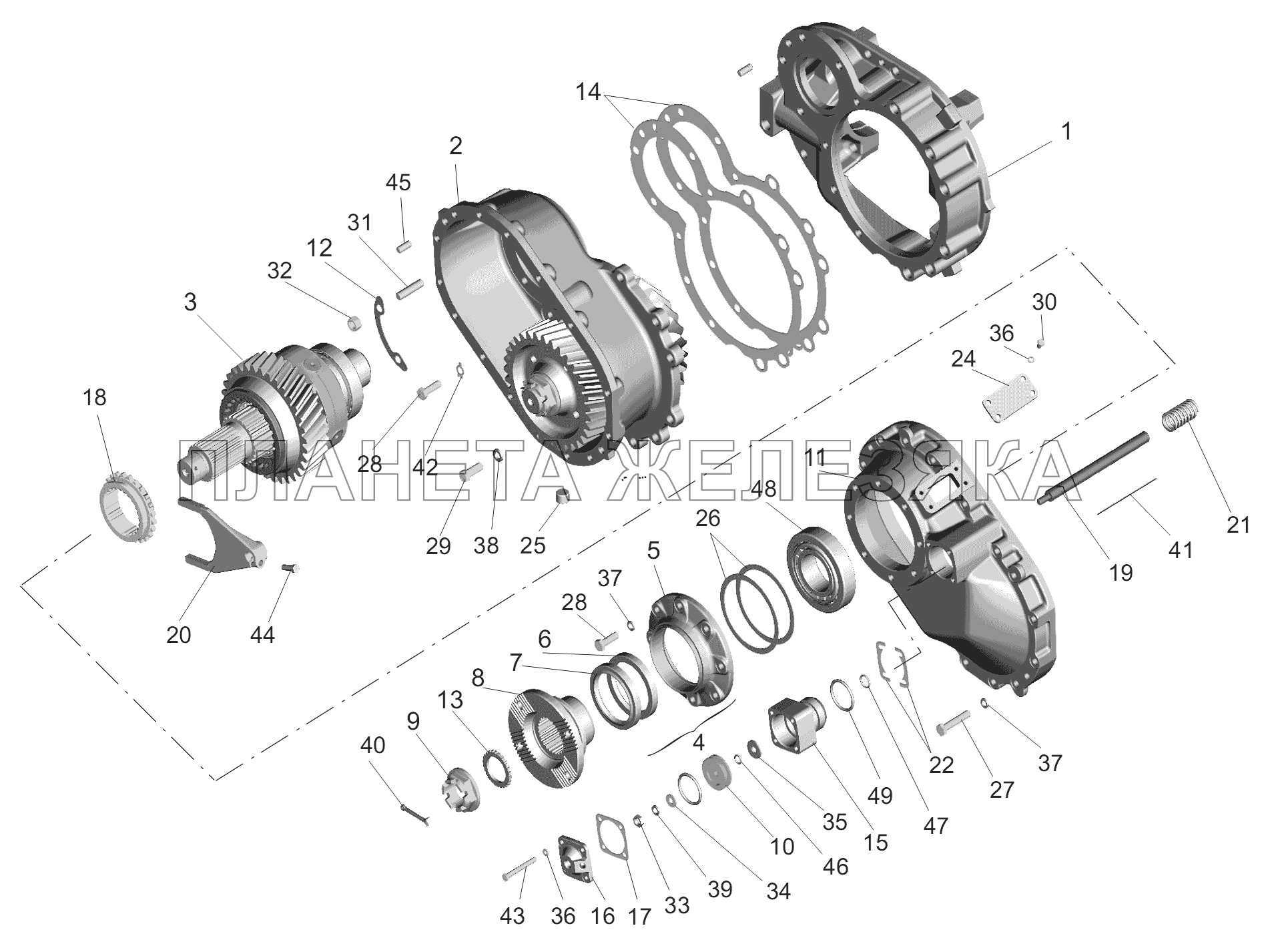 Редуктор среднего моста 6430-2502010-020 МАЗ-6430A8 (5440A8, 5440A5)