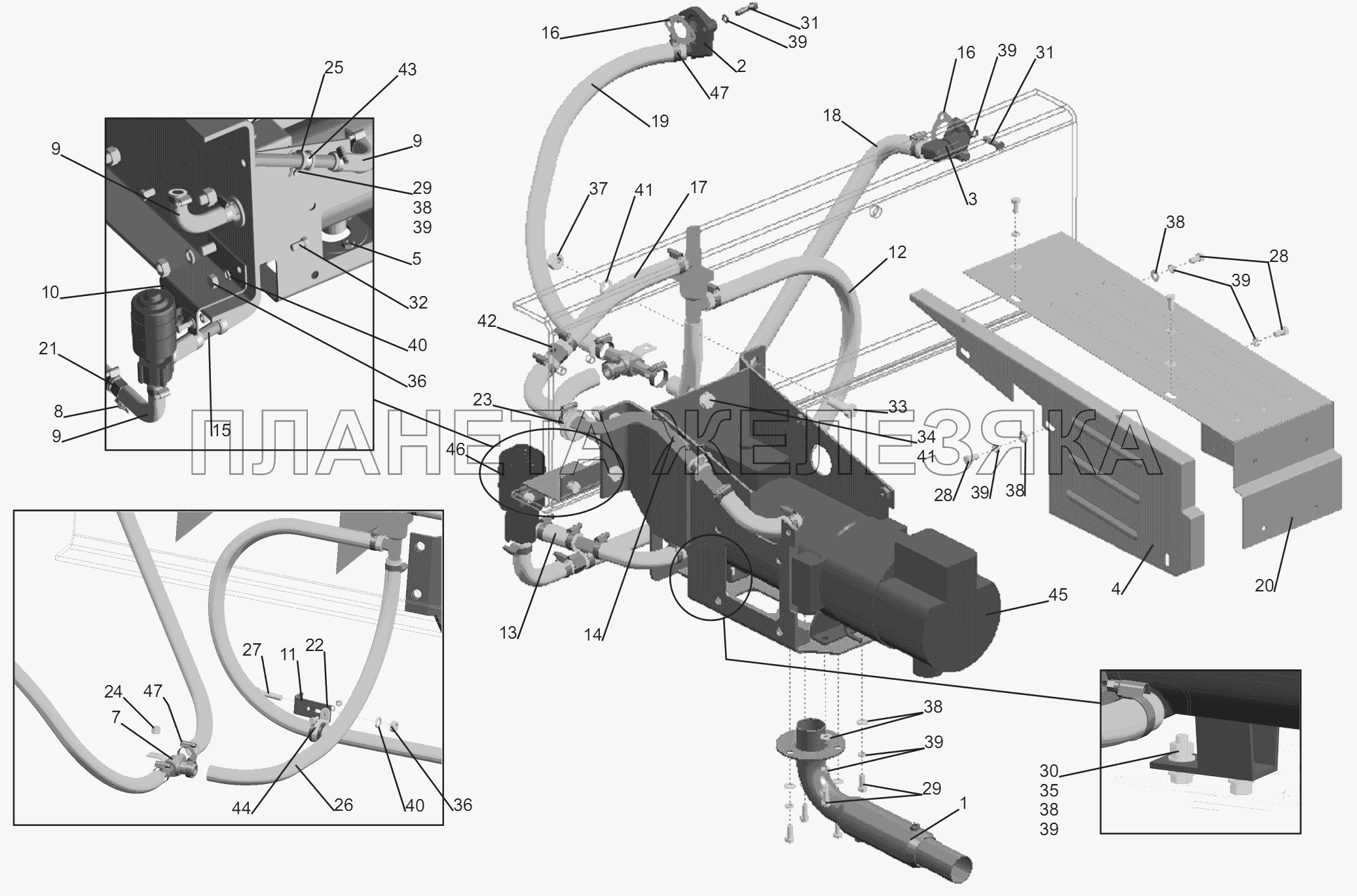 Установка подогревателя 64301-1015001-010 МАЗ-6430A8 (5440A8, 5440A5)