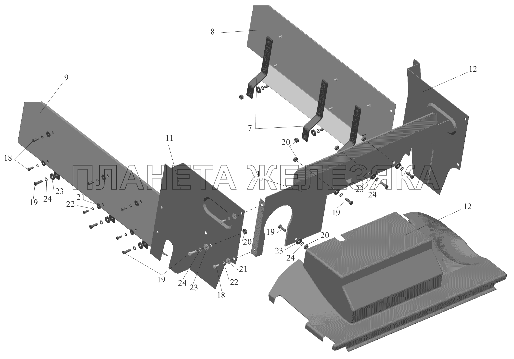 Установка шумоизоляционных экранов 5440A8-1061003 МАЗ-6430A8 (5440A8, 5440A5)