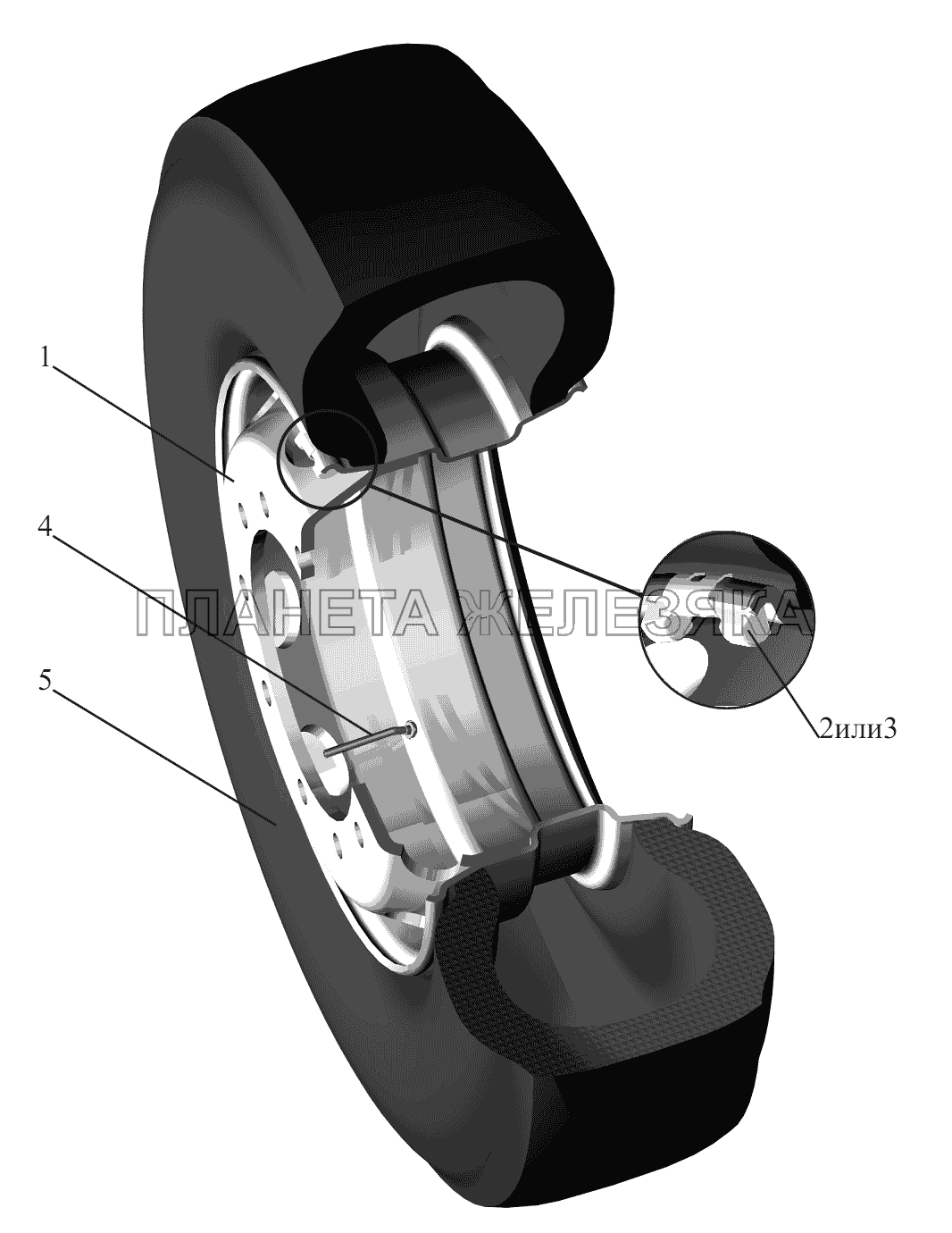 Колесо и шина МАЗ-6430A8 (5440A8, 5440A5)