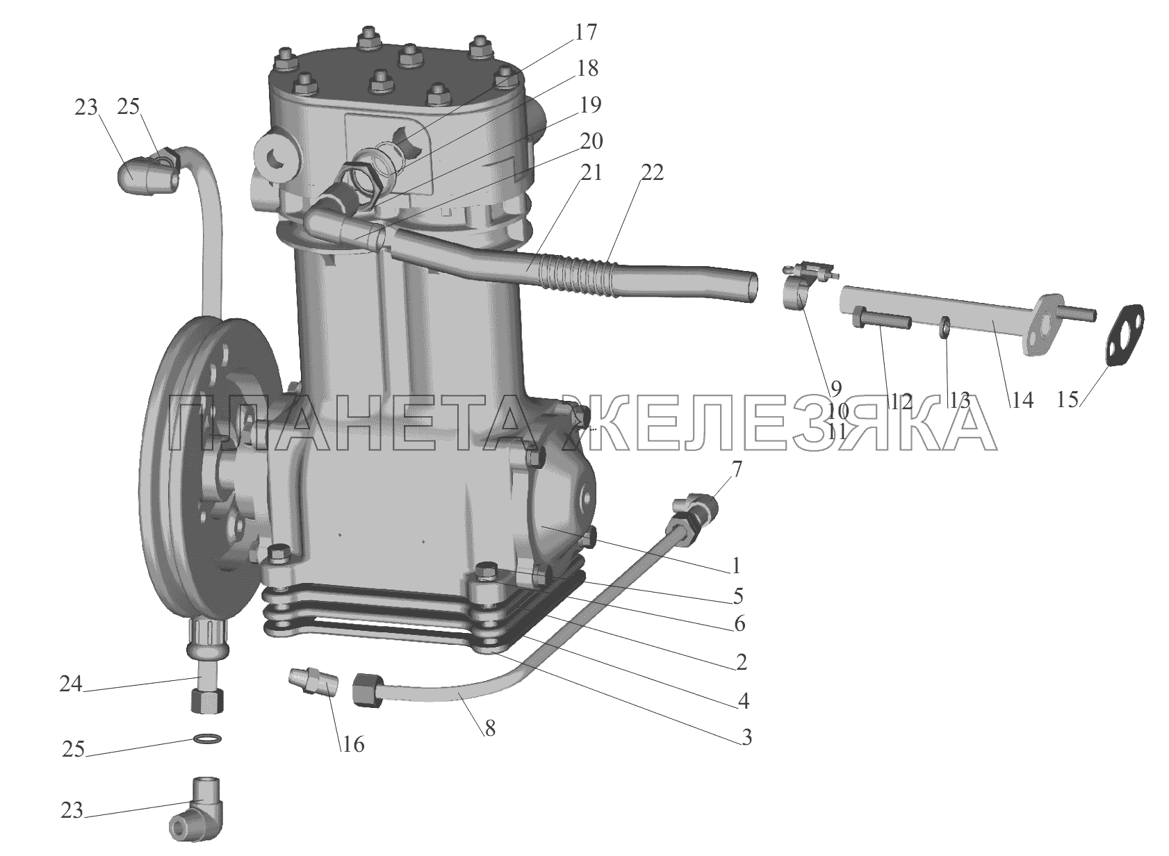 Установка пневмокомпрессора 642208-3500014 (-700) МАЗ-6430A8 (5440A8, 5440A5)