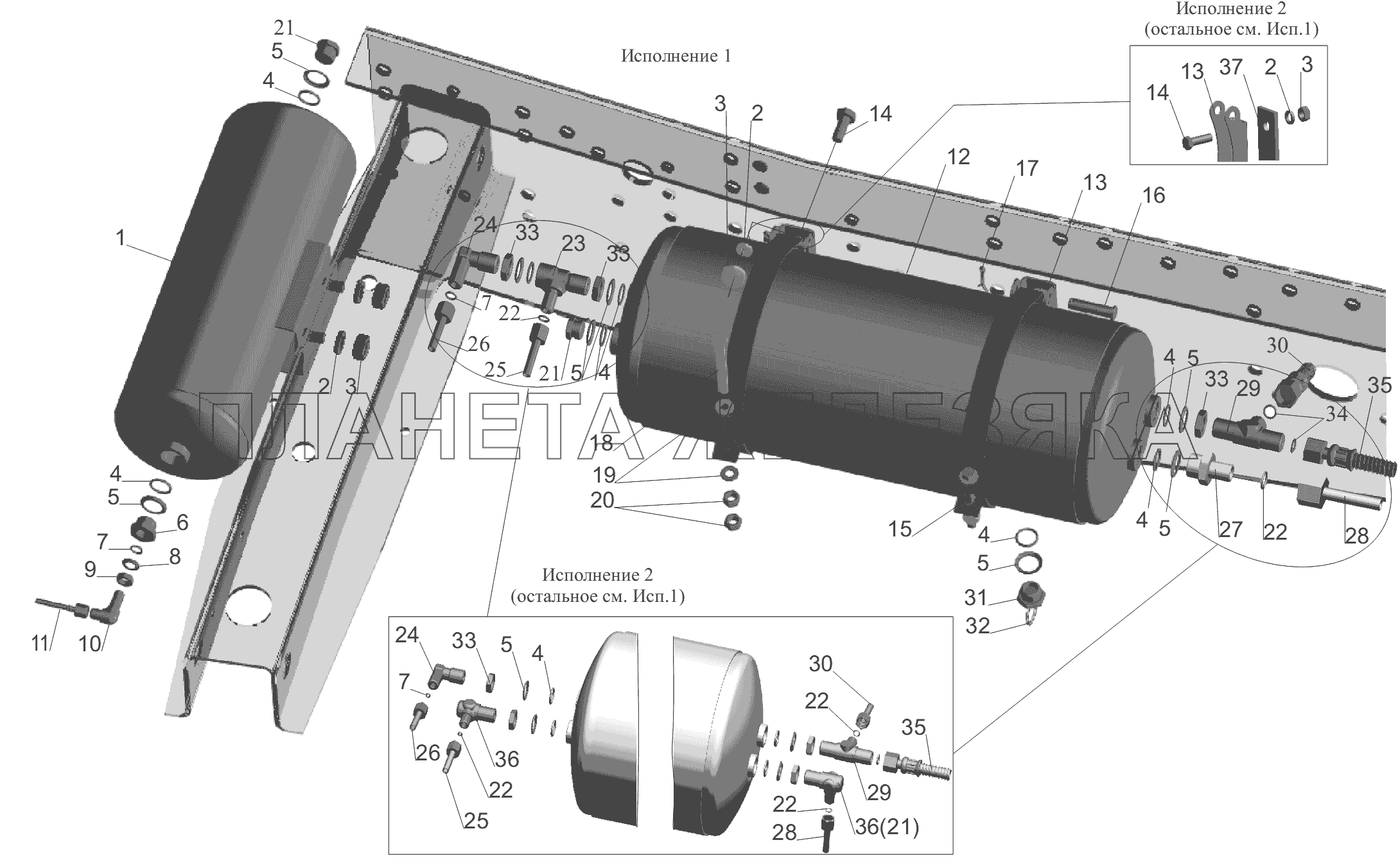 Установка ресиверов МАЗ-6430A8 (5440A8, 5440A5)