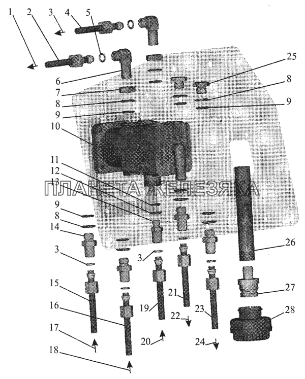 Тормозной кран и присоединительная арматура МАЗ-643068
