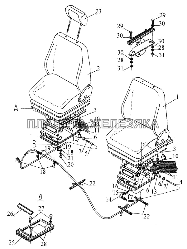 Установка и пневмопитание сидений МАЗ-643068