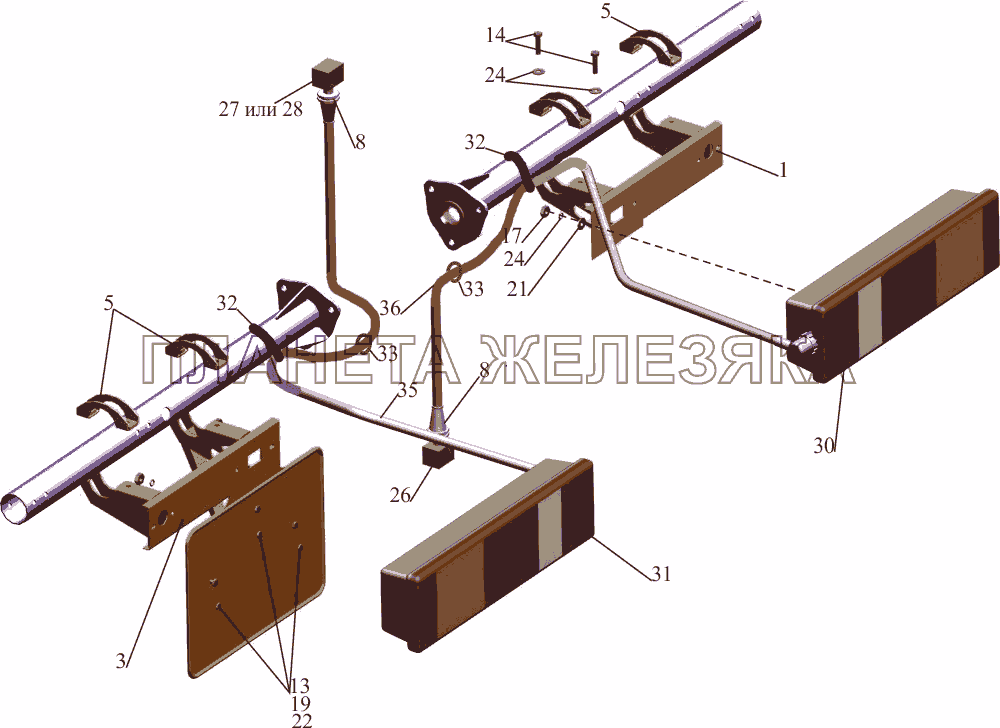 Установка задних фонарей 6501-3700009 (-700) МАЗ-650108