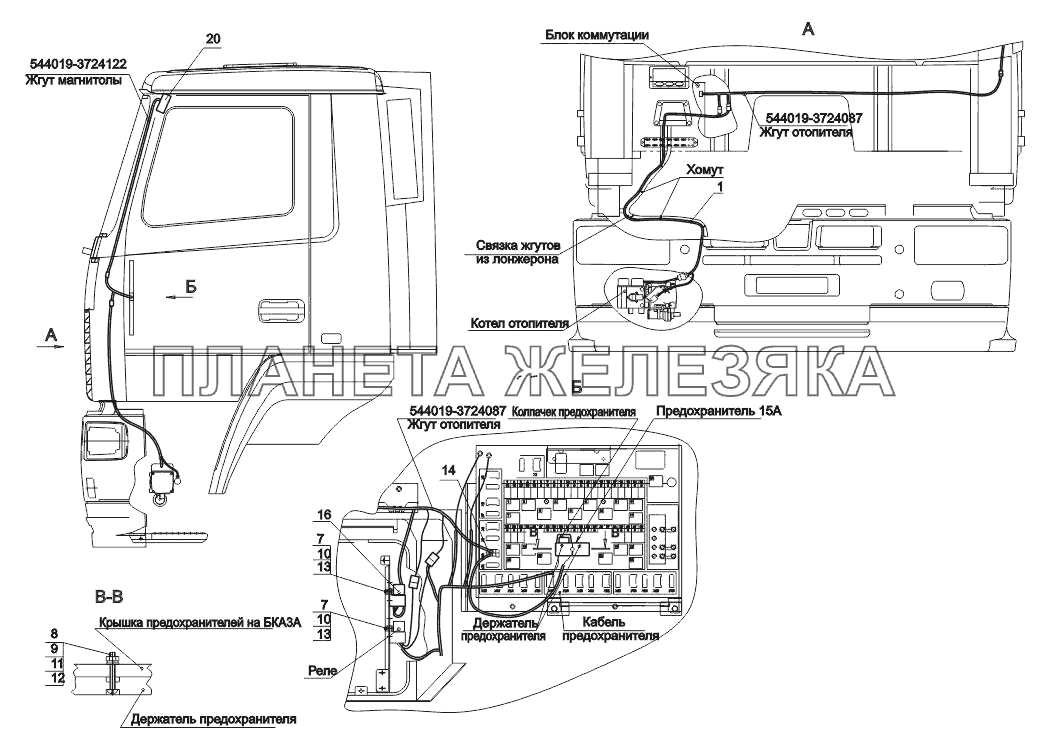 Установка электрооборудования  подогревателя  6501-3700085 МАЗ-650108