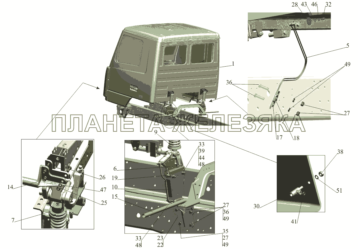 Установка кабины 6501-5000002-010 МАЗ-650108