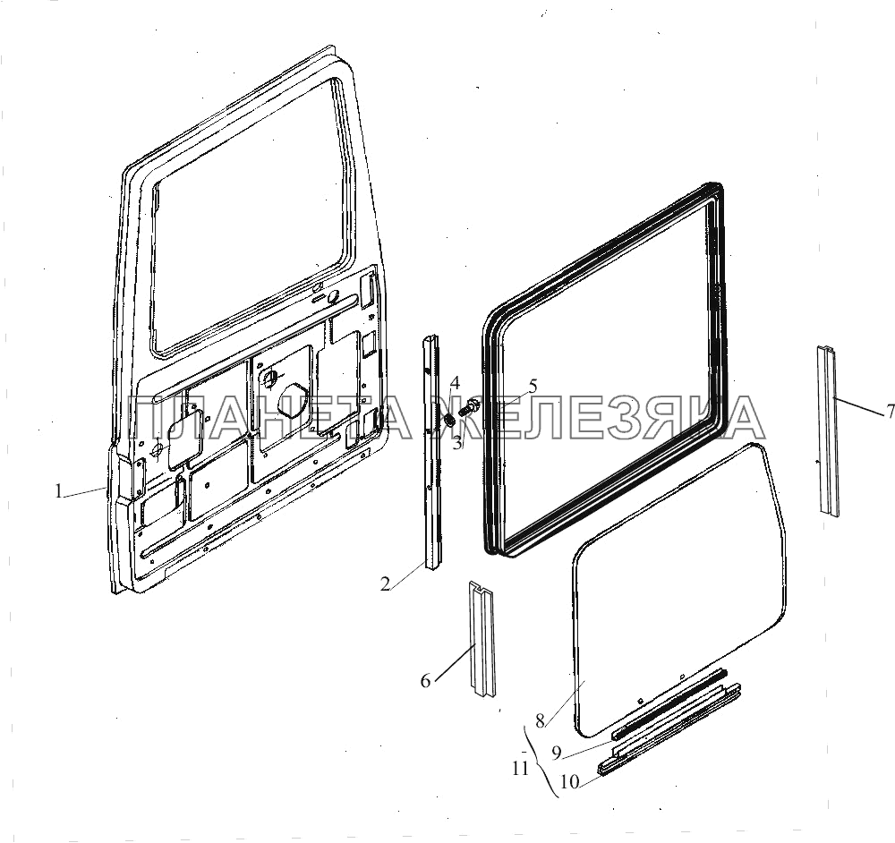 Установка опускного стекла 6430-6103210 (правая), 6430-6103211 (левая) МАЗ-650108