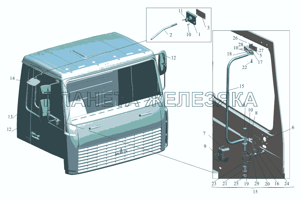 Установка зеркал 6430-8200005 МАЗ-650108