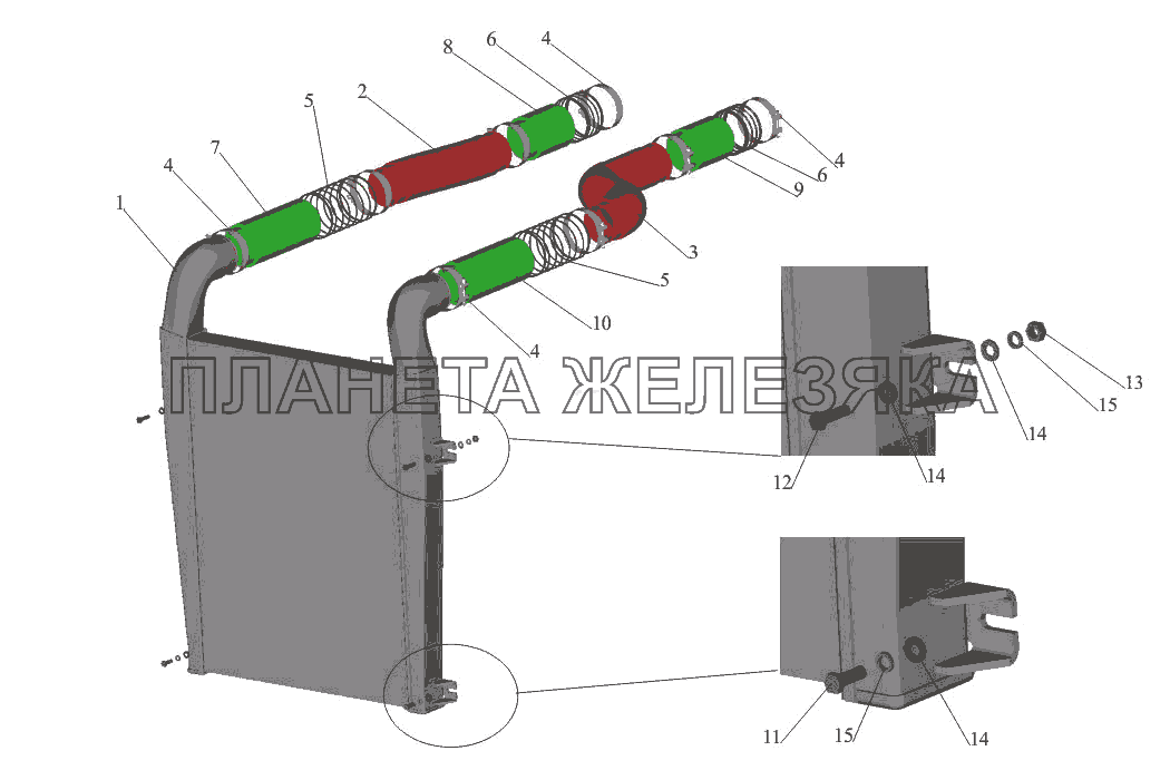 Установка системы охлаждения наддувочного воздуха МАЗ-650108