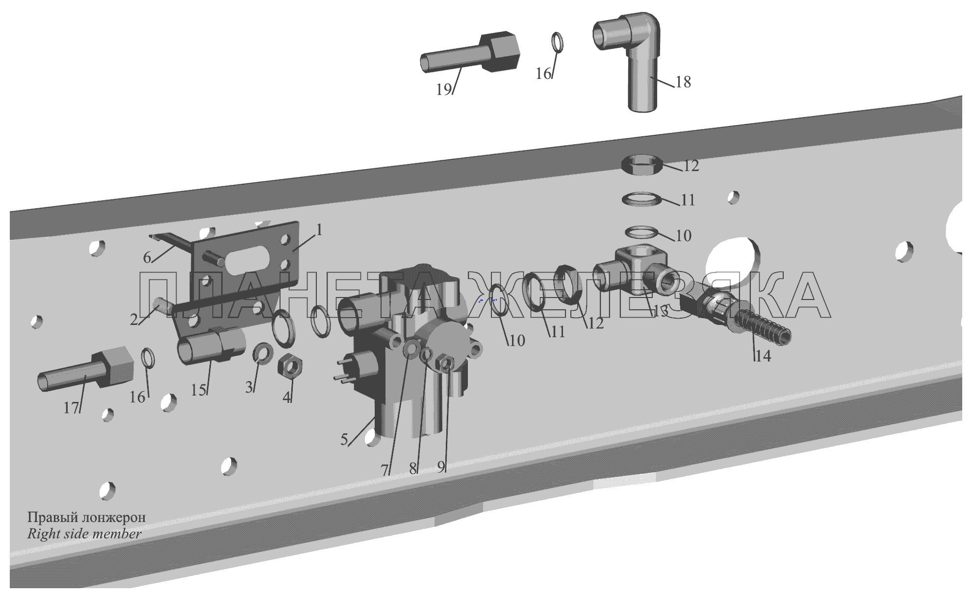 Установка задних модуляторов и присоединительной арматуры МАЗ-650119