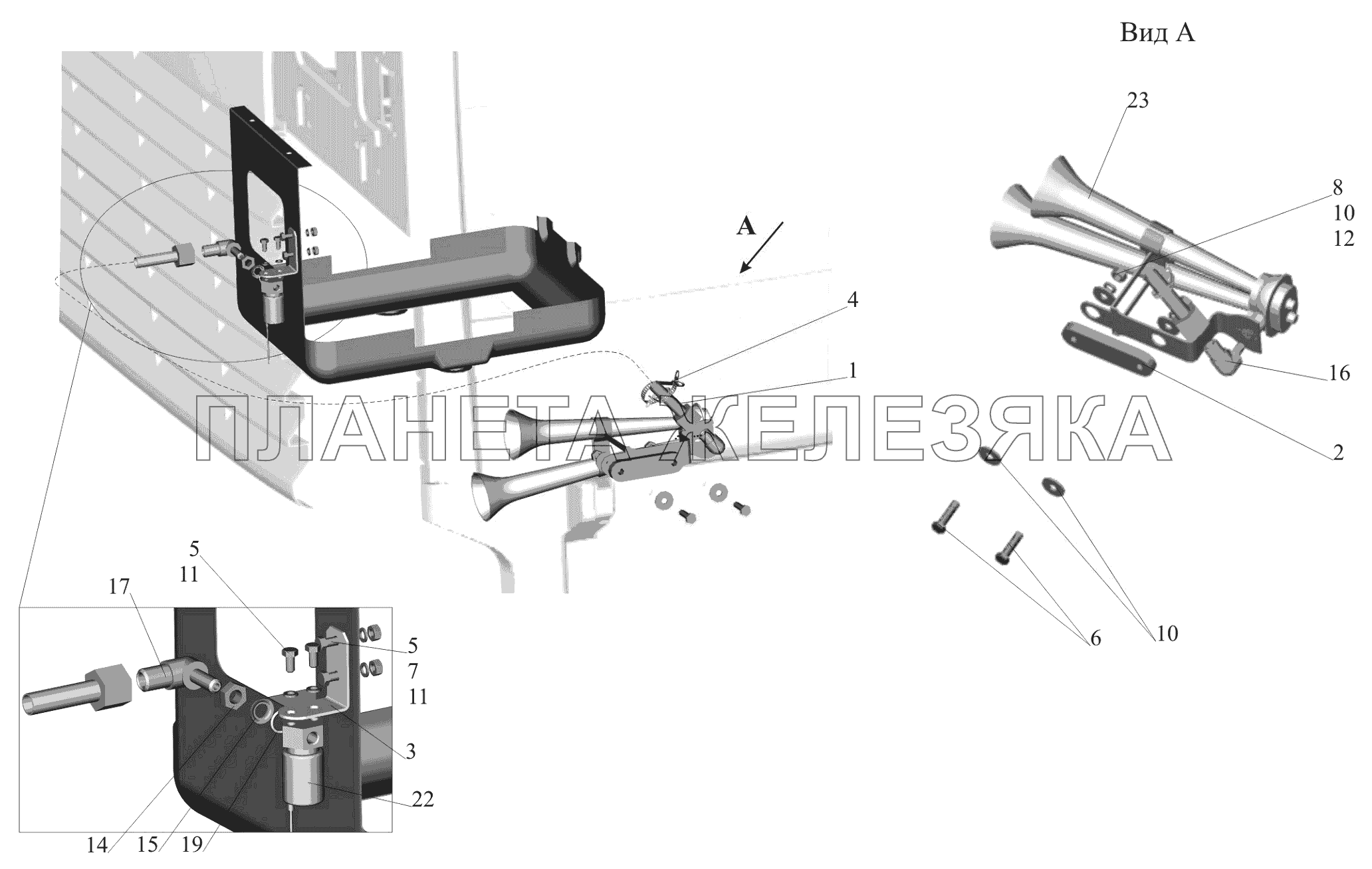 Установка пневмосигнала 6430-3700096 МАЗ-650119