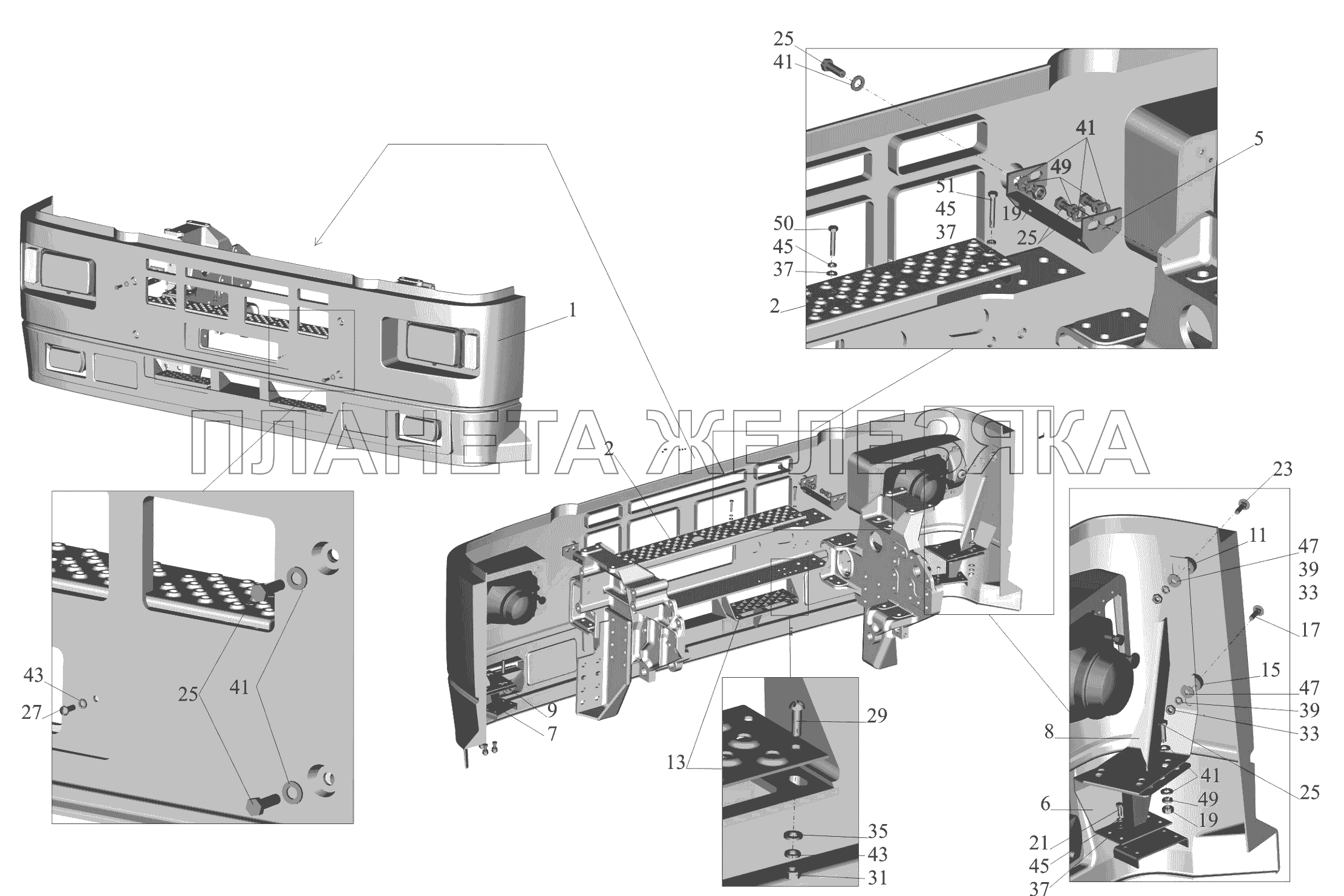 Установка бампера и фар 544019-2803006 МАЗ-650119