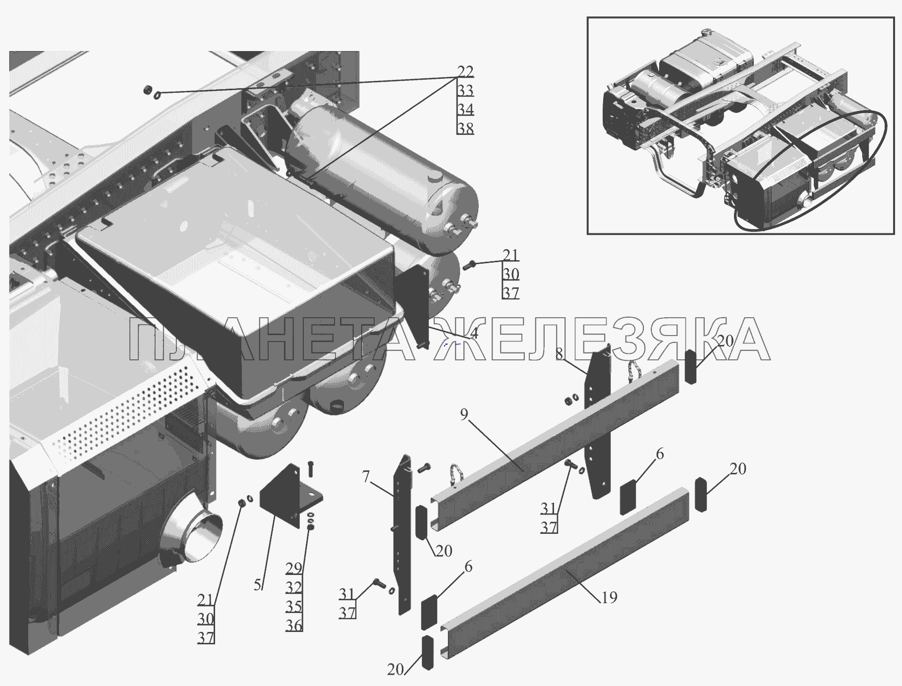 Установка бокового ограждения 650119-2800040 МАЗ-650119