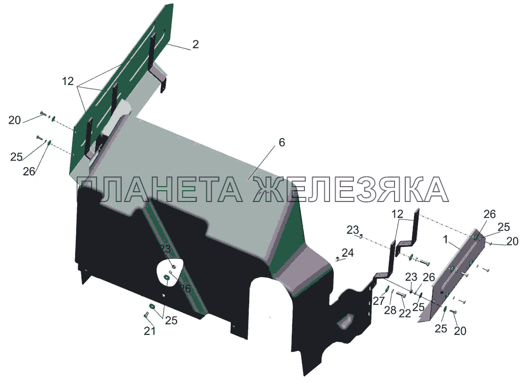 Установка шумоизоляционных экранов 6501B9-1061003-025 МАЗ-6501B9