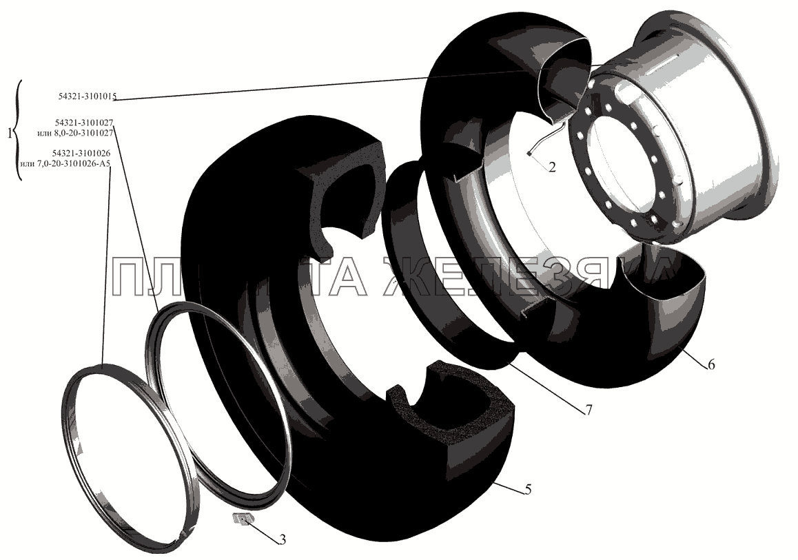 Колесо и шина (54321-3101011) МАЗ-6501B9