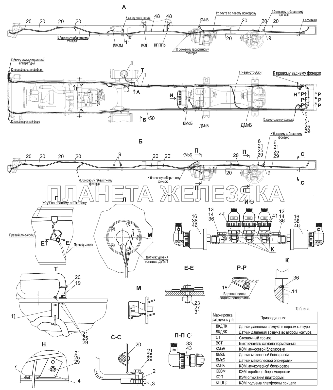 Установка электрооборудования на шасси 6501B9-3700010-050, (750) МАЗ-6501B9