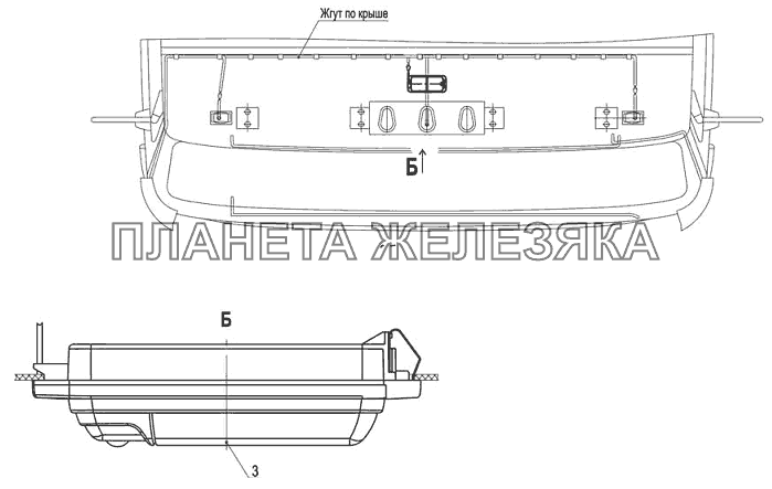 Установка светильников в кабине 6501-3700136 МАЗ-6501B9