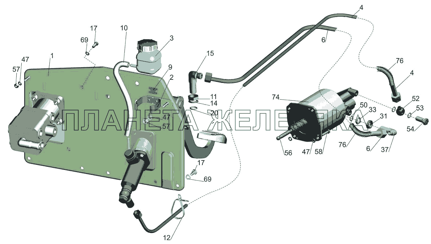 Установка механизма управления сцеплением 64301-1600005-021, (051) МАЗ-6501B9