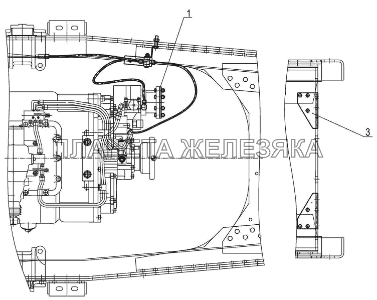Комплект кронштейнов гидровыводов и КОМ 6501В9-8600006-032 МАЗ-6501B9