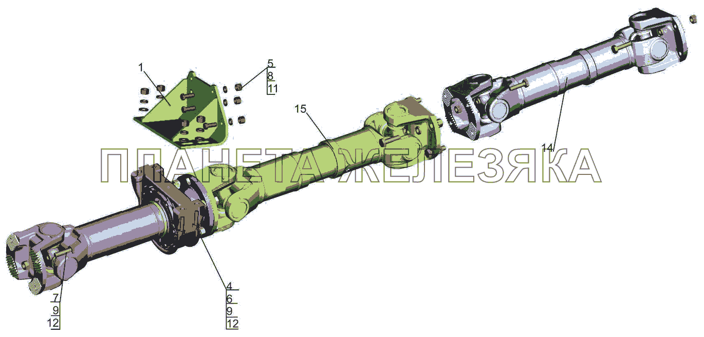 Установка карданных валов 6501B9-2200000-000 МАЗ-6501B9