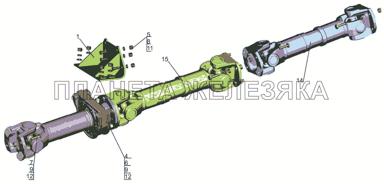 Установка карданных валов 6501B9-2200000-010 МАЗ-6501B9