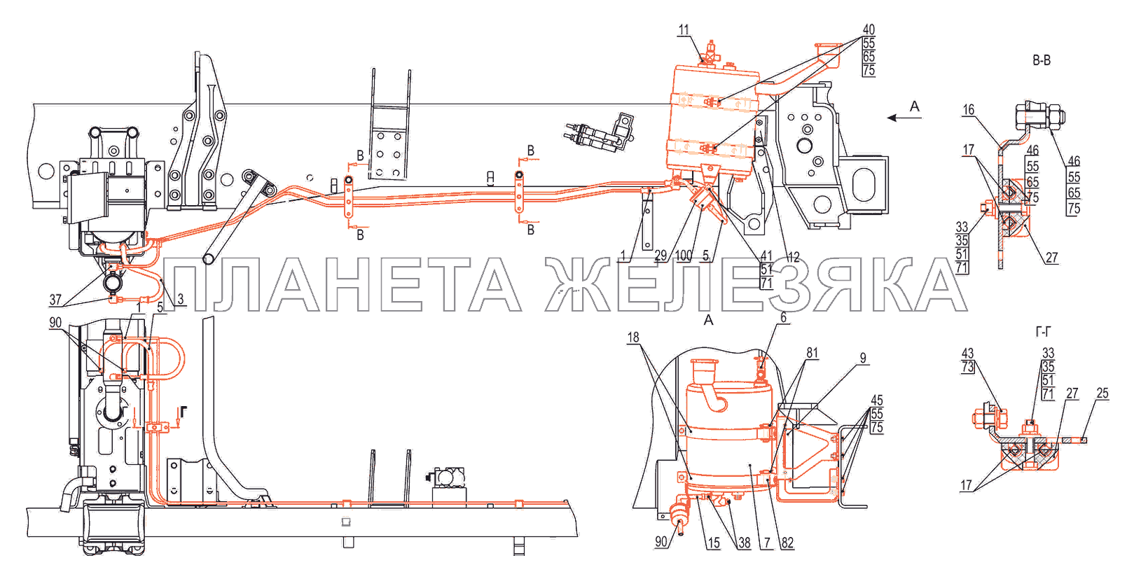 Mounting of fuel lines heater 6501A9-1015004-010 МАЗ-6501B9