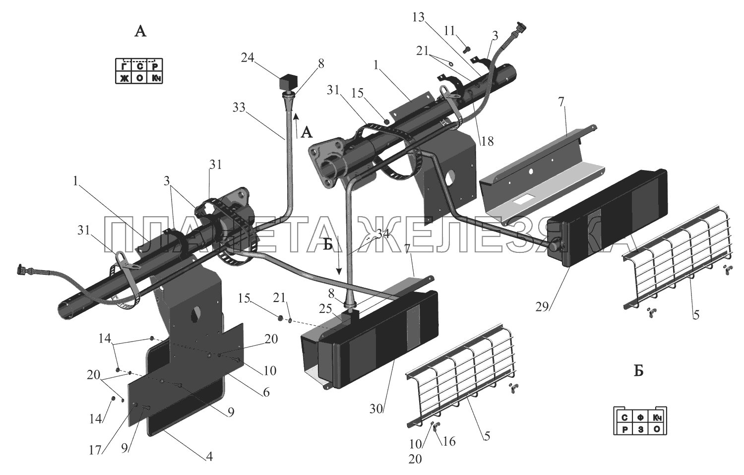 Установка задних фонарей 6516A8-3700009-010, 6516A8-3700009-710 МАЗ-651669-320 (340)