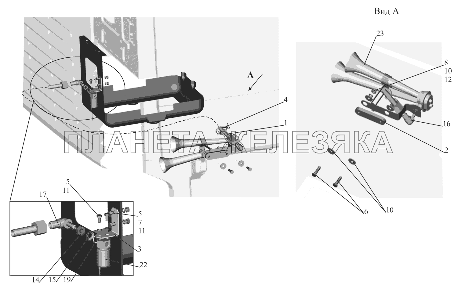 Установка пневмосигнала 6430-3700096, 6430-3700096-700 МАЗ-651669-320 (340)