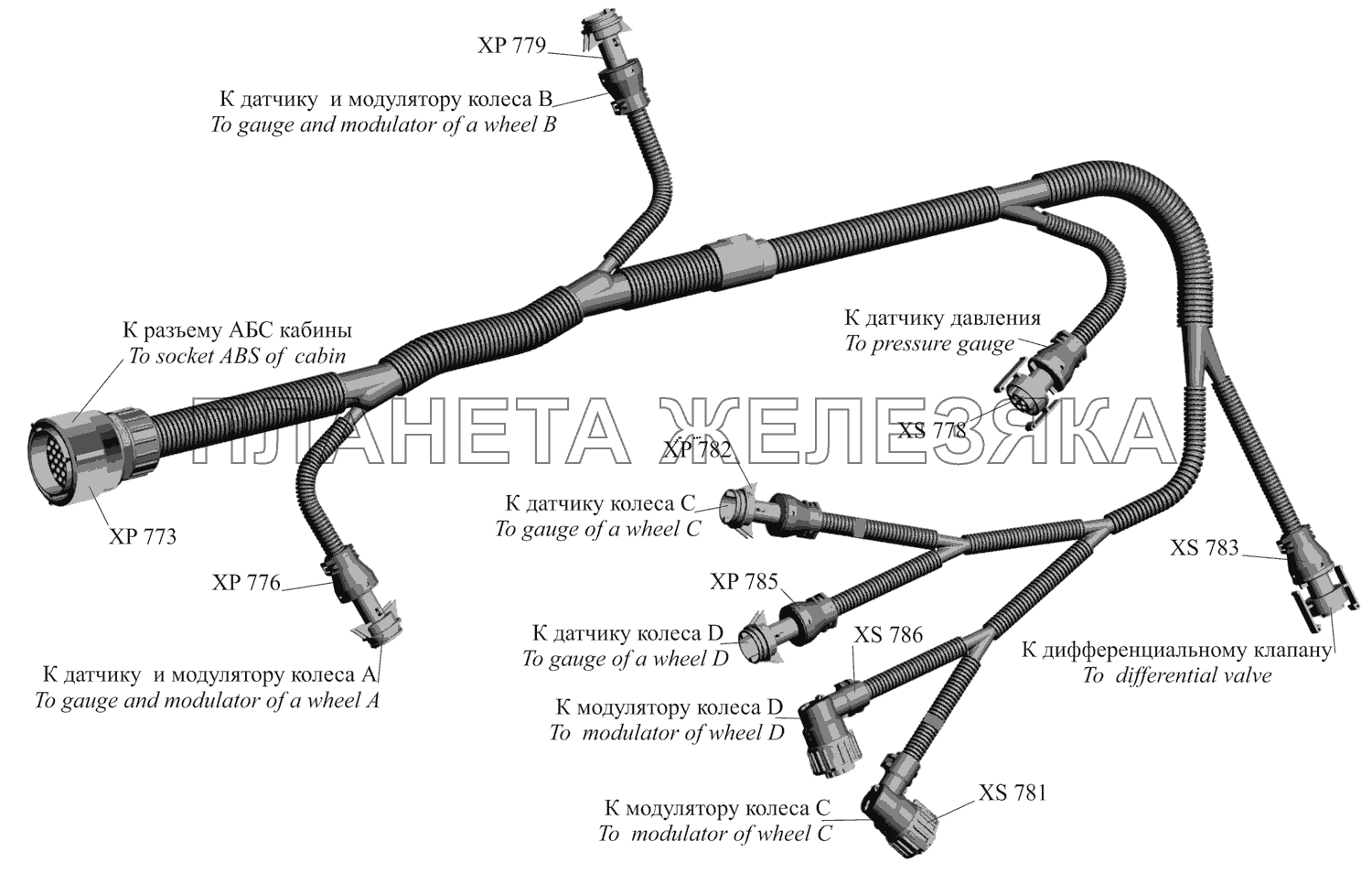 Жгут АБС по шасси 650119-3724760 МАЗ-651669-320 (340)