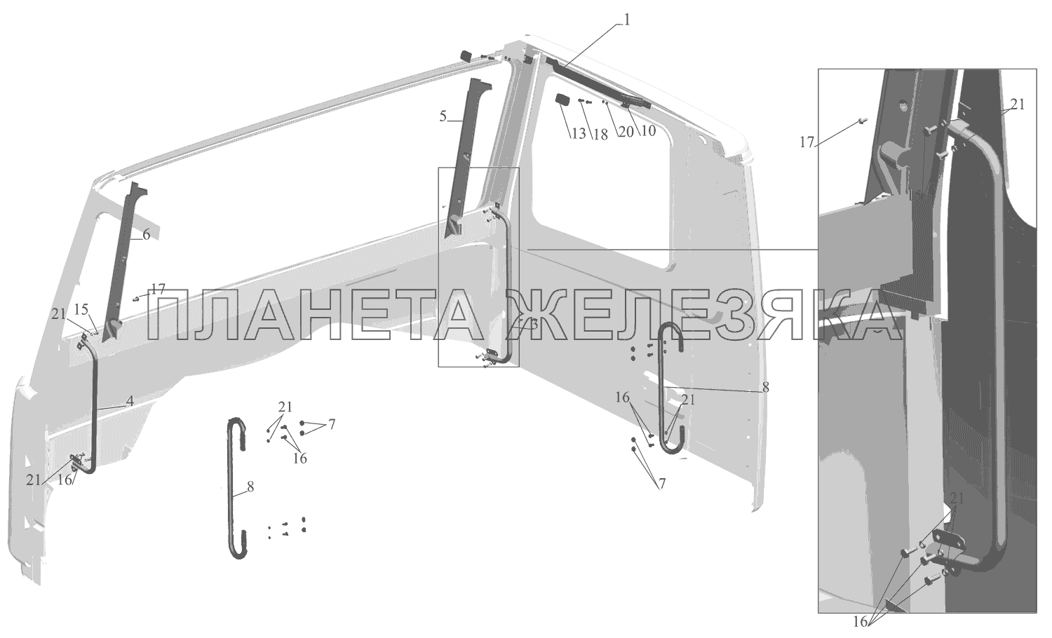 Установка поручней в кабине 6430-8200030 МАЗ-651669-320 (340)