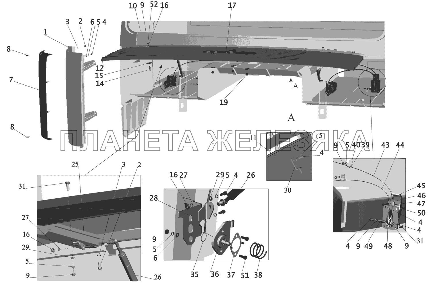 Установка облицовки 6430-8400018 и боковых щитков 6430-8400014 МАЗ-651669-320 (340)