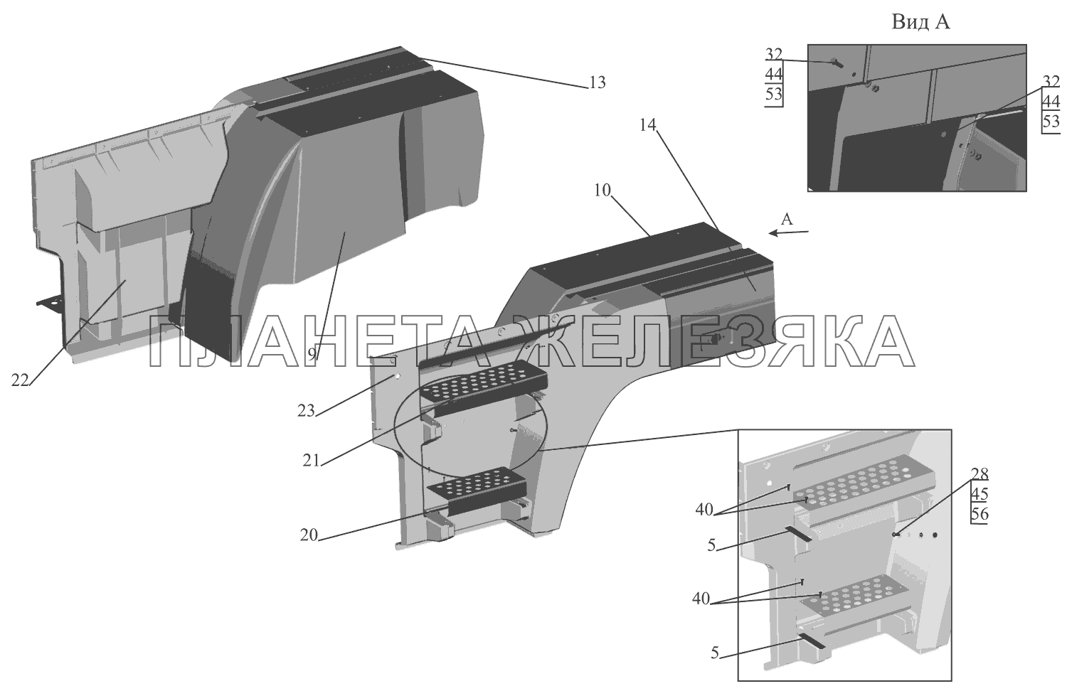 Оперение 6516A8-8400010-010, 6516A8-8400011-010 МАЗ-651669-320 (340)