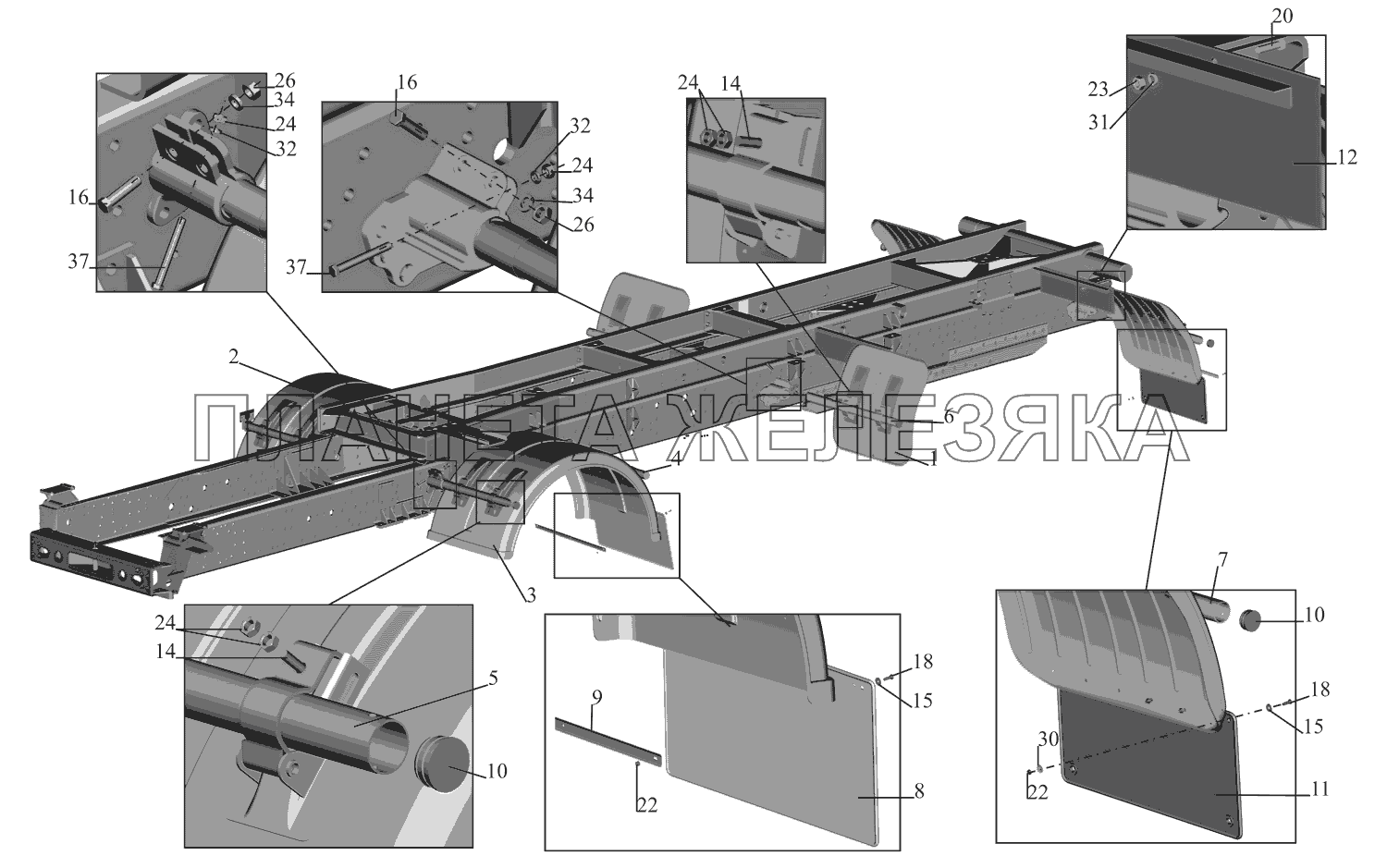 Установка крыльев 651608-8500048-020 МАЗ-651669-320 (340)