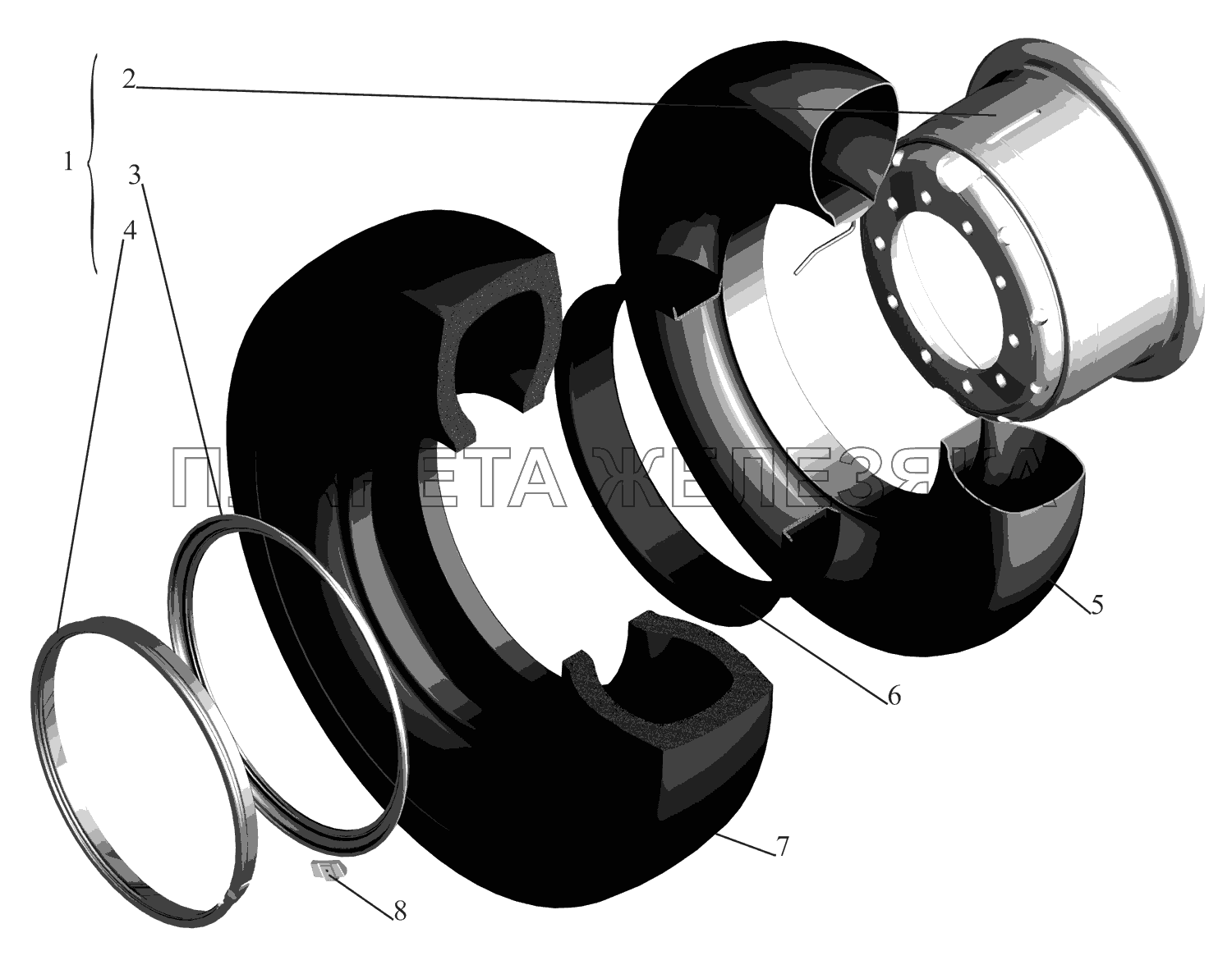 Колесо, камера и покрышка 551607-3101011-10, 5516-3101011-10 МАЗ-651669-320 (340)