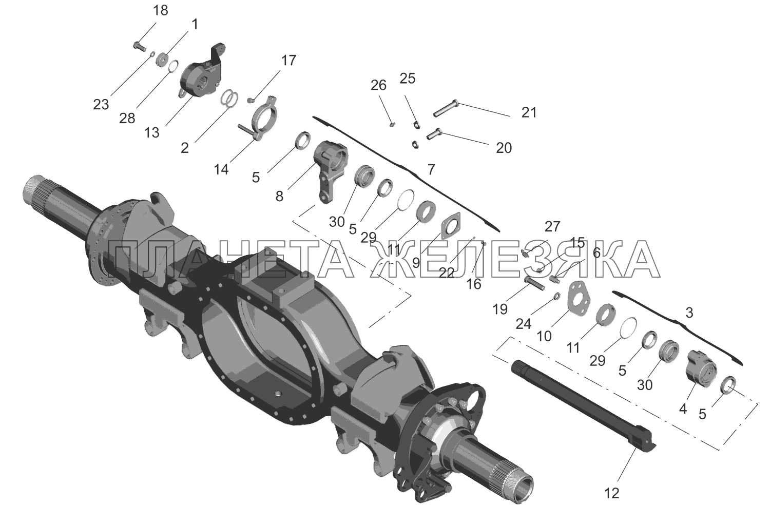 Привод тормозного механизма задних и средних колес МАЗ-651669-320 (340)
