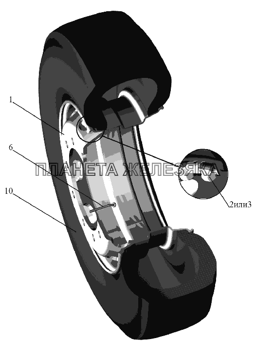 Колесо и шина МАЗ-6516V8-520 (6516V8-540) Колесо и шина МАЗ-6516V8-520 (6516V8-540)