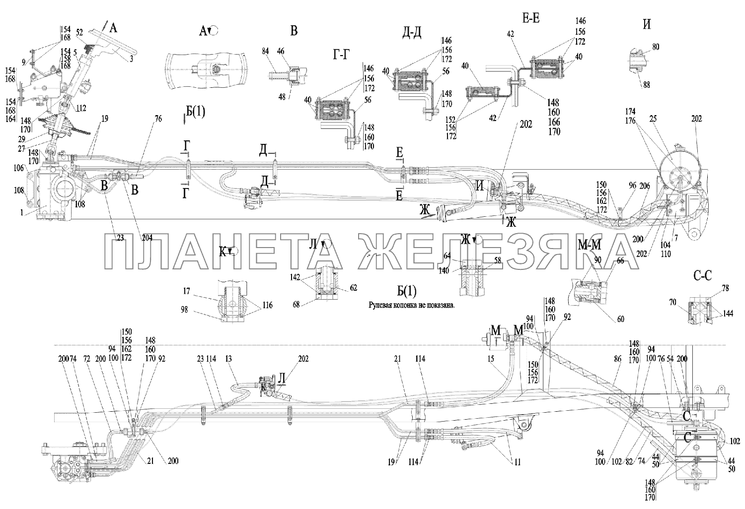 Установка рулевого управления 6516V8-3400001 МАЗ-6516V8-520 (6516V8-540)