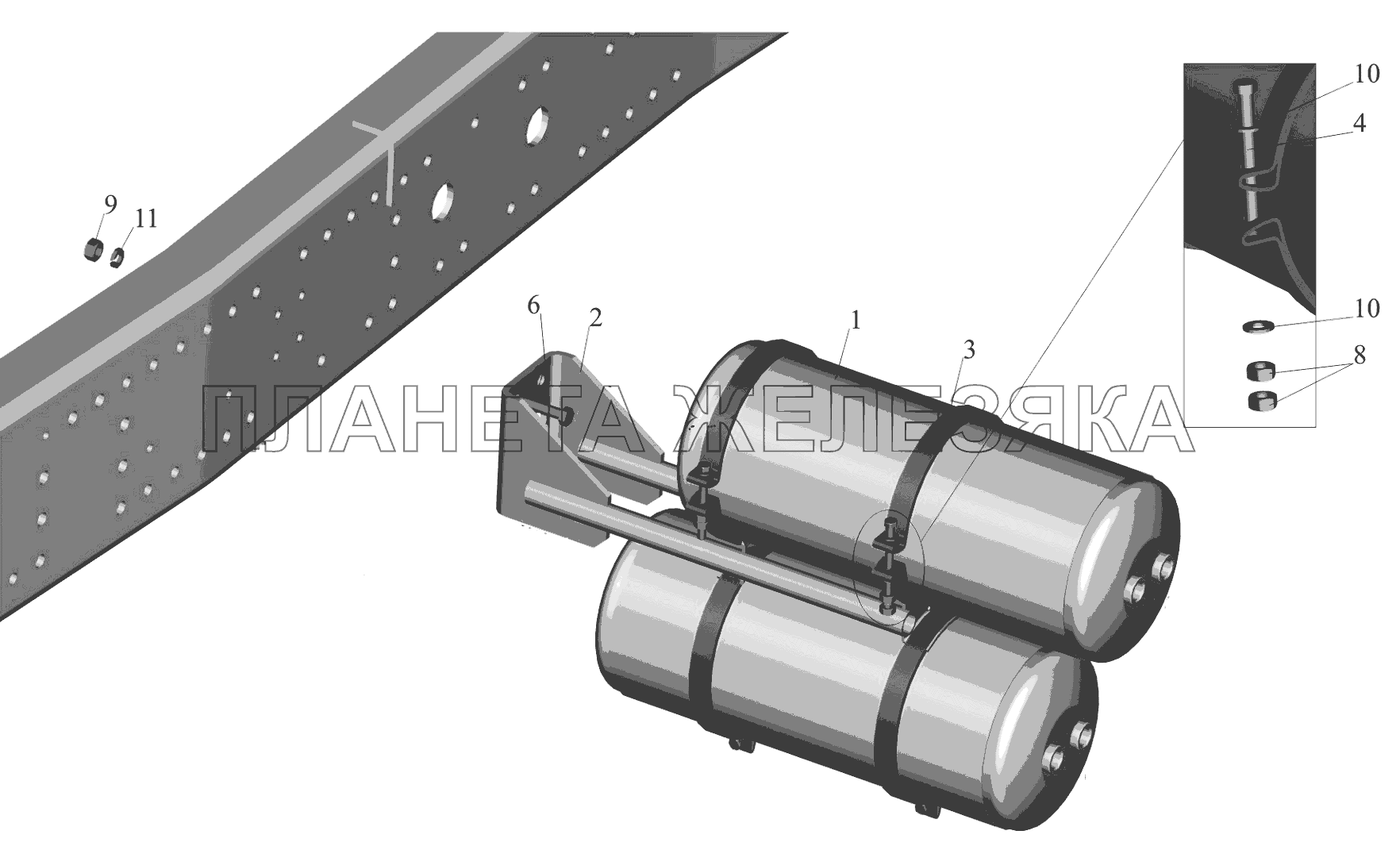 Крепление ресиверов 650119-3513006 МАЗ-6516V8-520 (6516V8-540)